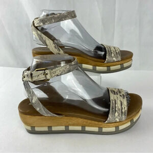 Schuler & Sons Philadelphia Womens 7.5 Gray Ivory Platform Sandals
